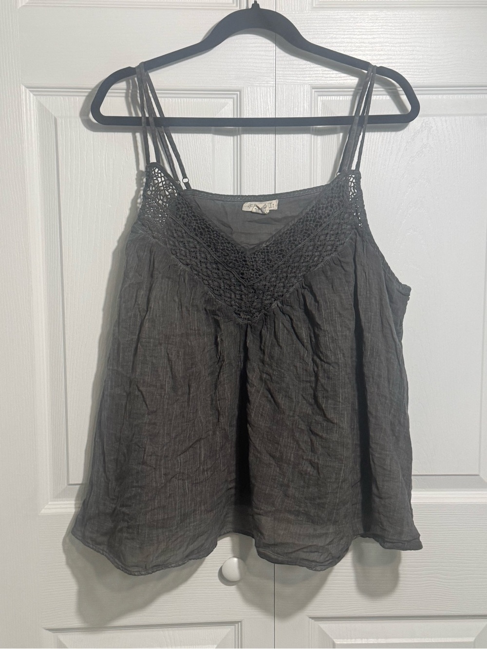 torrid Charcoal Crochet V-Yoke Double Strap Camisole